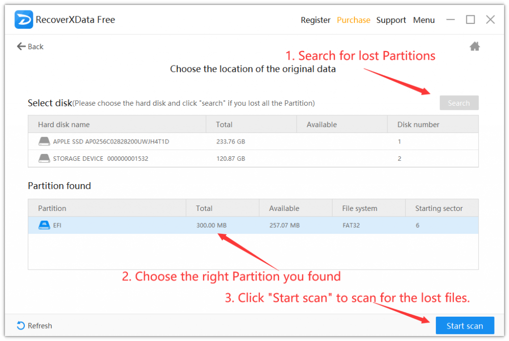 recover lost partition data